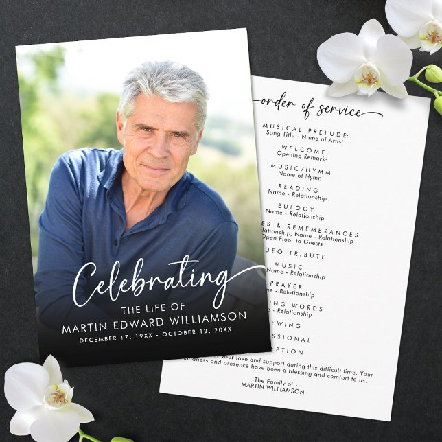 Modern Celebration of Life Photo Funeral Program (Creator Uploaded)