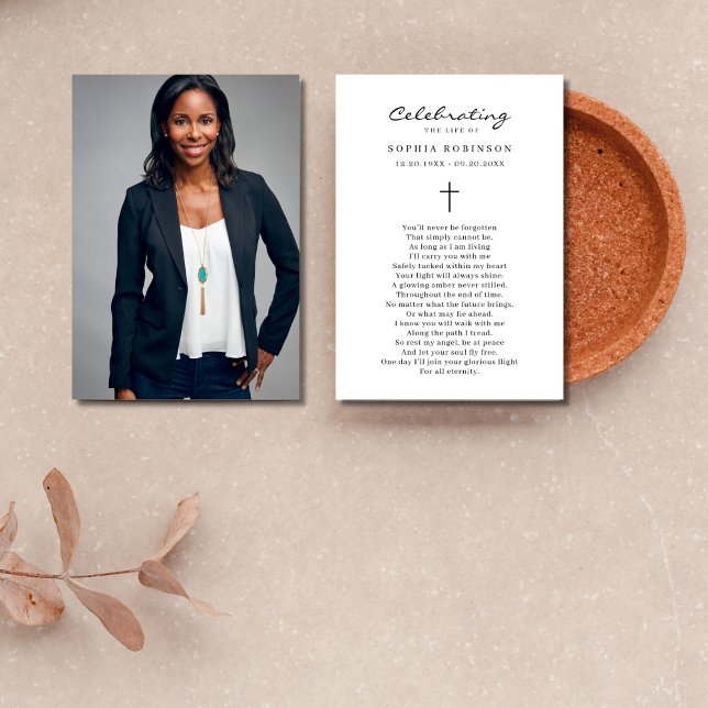 Modern Celebration of Life Photo Memorial Funeral Card (Creator Uploaded)