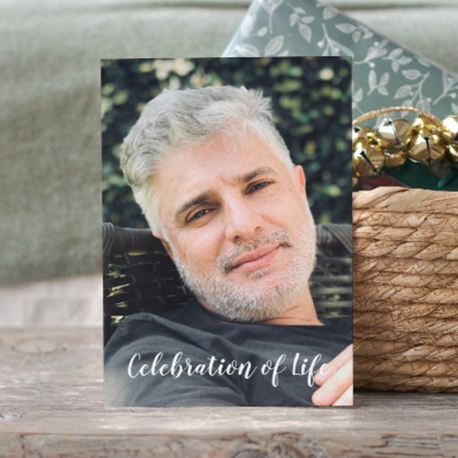 Modern Celebration of Life With Photo Funeral Postcard (Creator Uploaded)