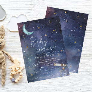 Modern Celestial Moon & Stars Baby Shower Invitation