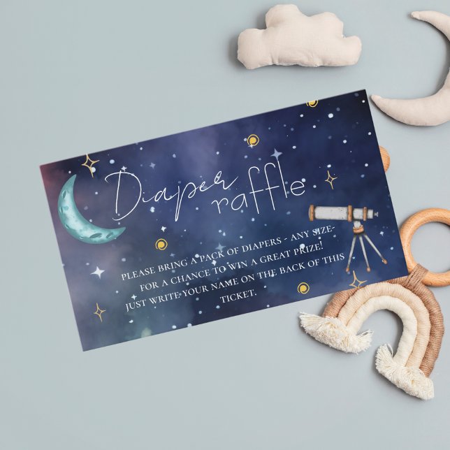Modern Celestial Moon & Stars Diaper Raffle Enclosure Card (Creator Uploaded)