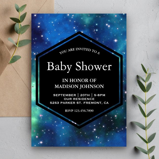 Modern Celestial Space Galaxy Baby Shower Invitation (Creator Uploaded)