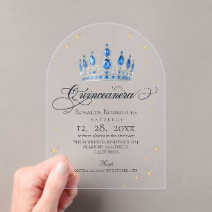 Modern Celestial Stars Princess Quinceanera Acrylic Invitations
