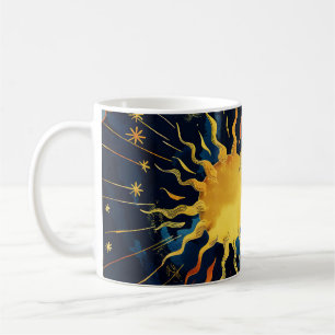 Modern Celestial Sun Stars and Blue Clouds Coffee Mug