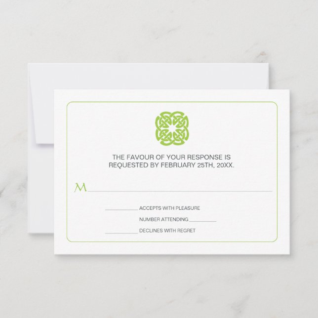 Modern Celtic Inspired Wedding Reply RSVP Card (Front)