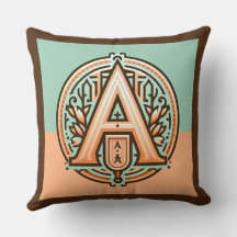 Modern Celtic Pastel Letter A Square Throw Pillow