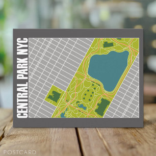 Modern Central Park Map New York City Postcard