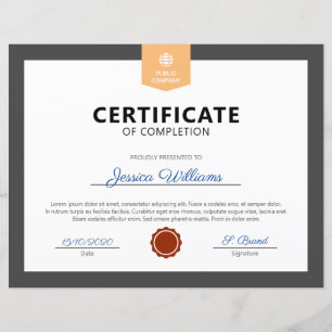 Modern Certificate of Completion