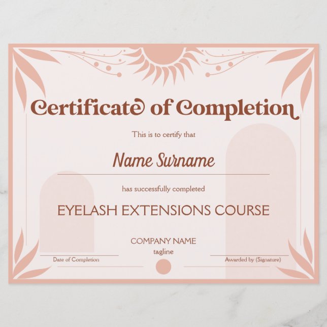 Modern Certificate of Completion Award Course (Front)