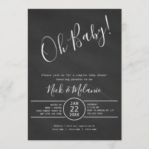 Modern chalkboard baby shower with diaper raffle invitation