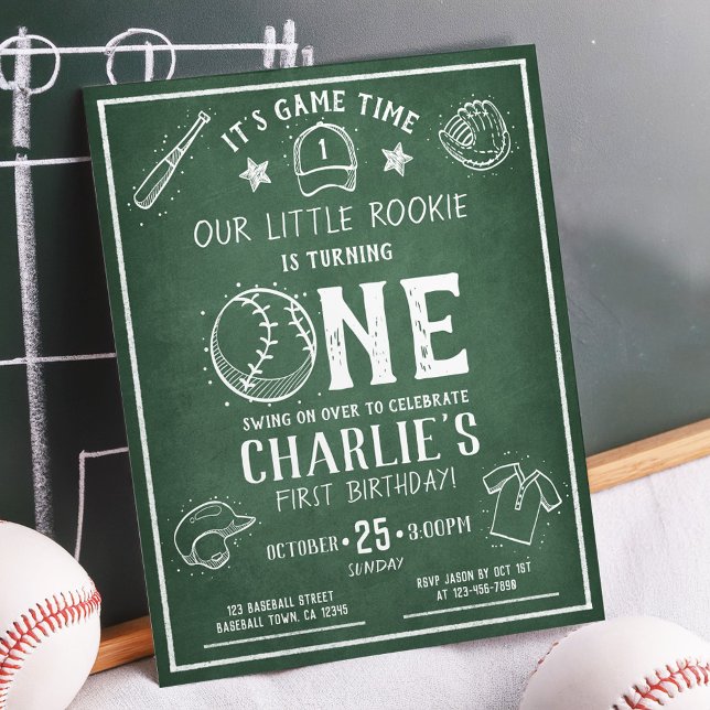 Modern Chalkboard Baseball Budget 1st Birthday (Creator Uploaded)