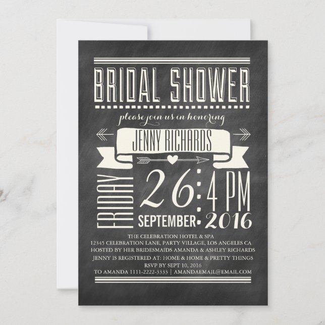 MODERN CHALKBOARD BRIDAL SHOWER INVITATION (Front)