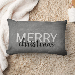 Modern chalkboard custom Merry Christmas script Lumbar Cushion