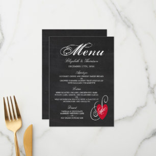 Modern Chalkboard Fancy Heart Wedding Menu