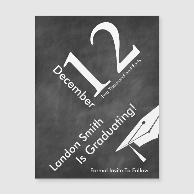 Modern Chalkboard Graduation Save The Date (Front)