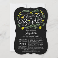 Modern Chalkboard Here Comes The Bride Floral