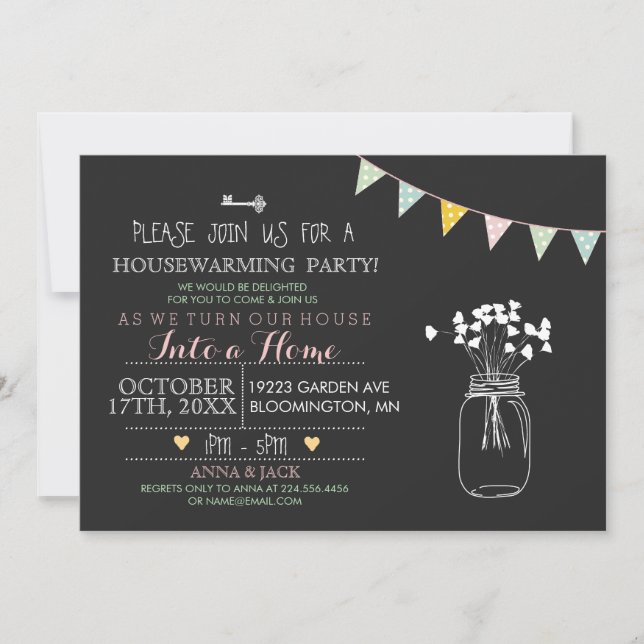 Modern Chalkboard Housewarming Invitation (Front)
