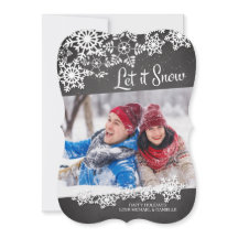Modern Chalkboard Let It Snow Snowflakes Photo