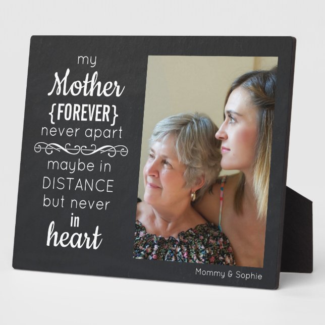 Modern Chalkboard Mother Forever Never Apart Photo Plaque (Side)