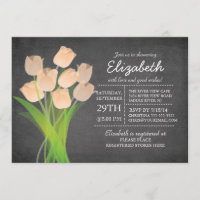 Modern Chalkboard Peach Tulip Bridal Shower