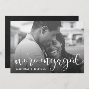 Modern Chalkboard & Script Engagement Party Photo Invitation