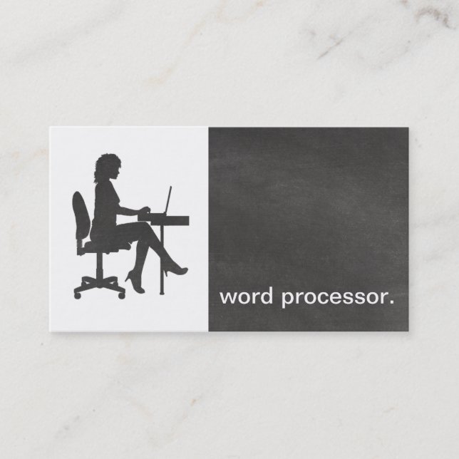 Modern Chalkboard Silhouette legal word processor Business Card (Front)