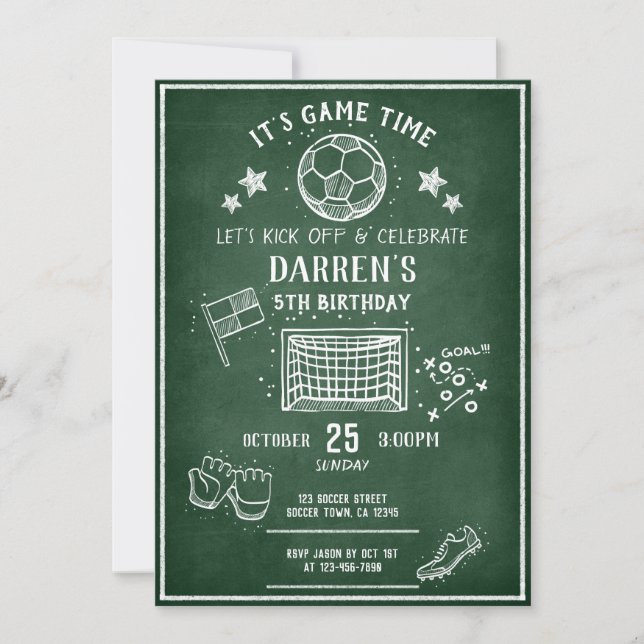 Modern Chalkboard Soccer All Star Birthday Invitation (Front)