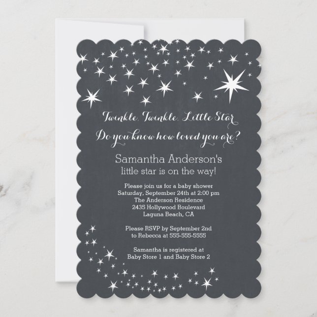 Modern Chalkboard Star Baby Shower Invitation (Front)