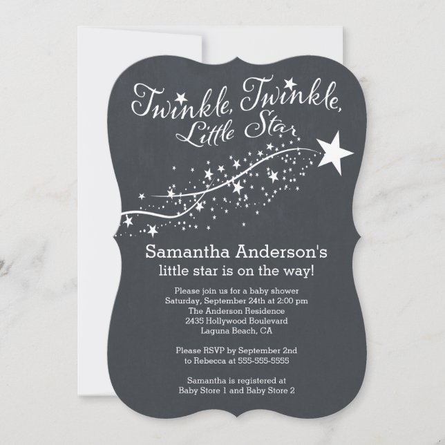 Modern Chalkboard Star Baby Shower Invitation (Front)