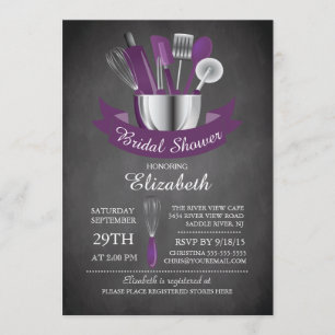 Modern Chalkboard Stock The Kitchen Bridal Shower Invitation