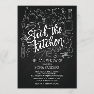 Modern Chalkboard Stock the Kitchen Shower Invite
