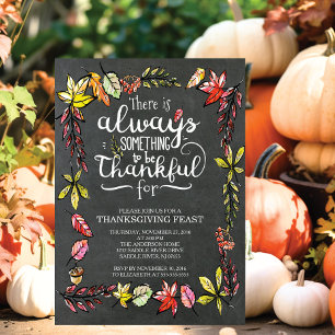 Modern Chalkboard Thankful Thanksgiving Invitation