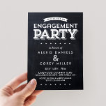 Modern Chalkboard Typography Engagement Party Invitation<br><div class="desc">Preppy modern engagement party invitation design with sleek bold typography and a cute simple star border on a printed faux chalkboard texture background. Click the CUSTOMIZE IT button to customise fonts,  move text around and create your own unique one-of-a-kind invitation design.</div>