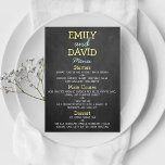 Modern Chalkboard Typography Wedding Menu Cards<br><div class="desc">Modern Chalkboard Typography Wedding Menu Cards. Add your custom wording to this design by using the "Edit this design template" boxes on the right hand side of the item, or click the blue "Customise it" button to arrange the text, change the fonts and colours and to also add additional information...</div>