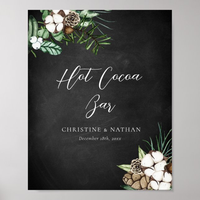 Modern Chalkboard Wedding Hot Cocoa Bar Sign (Front)