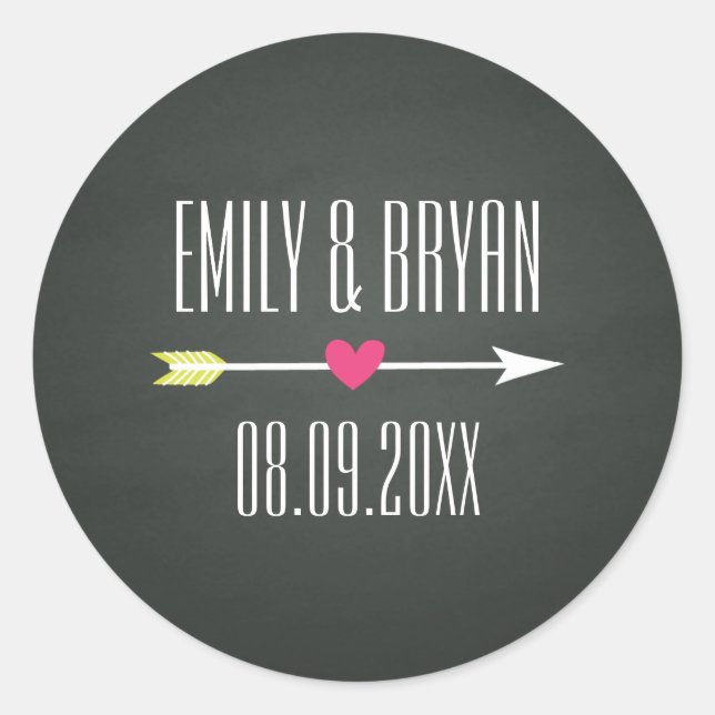 Modern Chalkboard Wedding Sticker (Front)