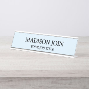 Modern Chambray Blue Office Desk Name Plate