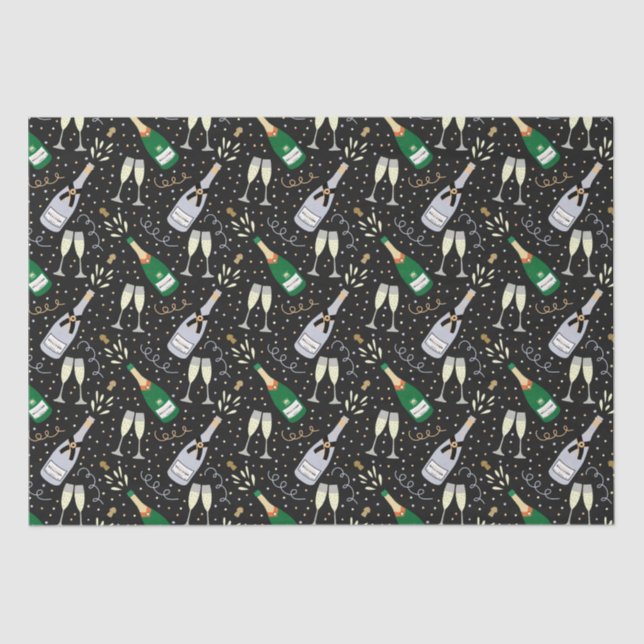 Modern Champagne Celebration New Years Eve Tissue Paper (Front)