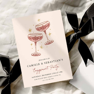 Modern Champagne Coupe Engagement Party Invitation