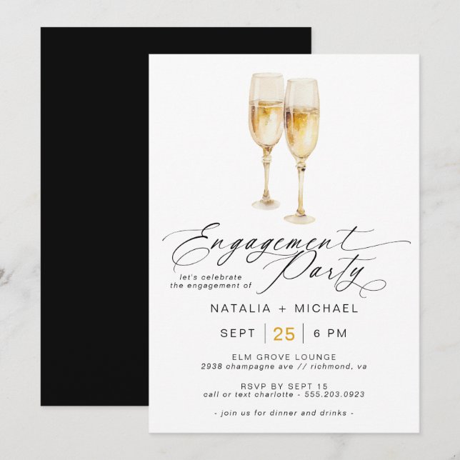 Modern Champagne | Cute Casual Engagement Party Invitation (Front/Back)