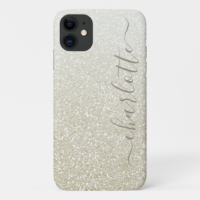 Modern Champagne Glitter Girly Chic Personalised Case-Mate iPhone Case (Back)