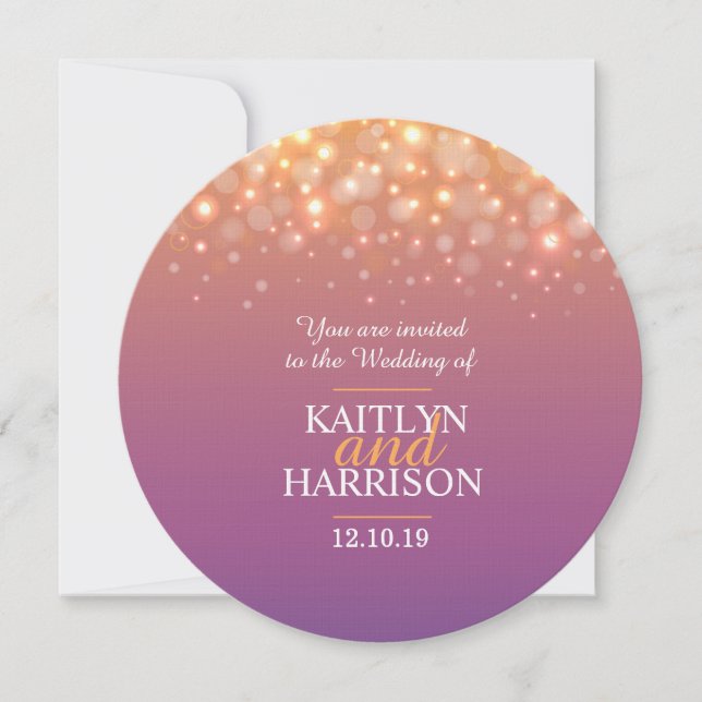 Modern champagne sparkle bubbles wedding invite (Front)