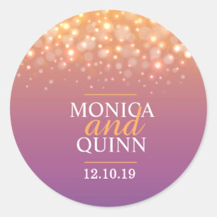 Modern champagne sparkle bubbles wedding sticker