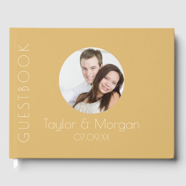 Modern Champagne Tonal Wedding Guest Book (Front)