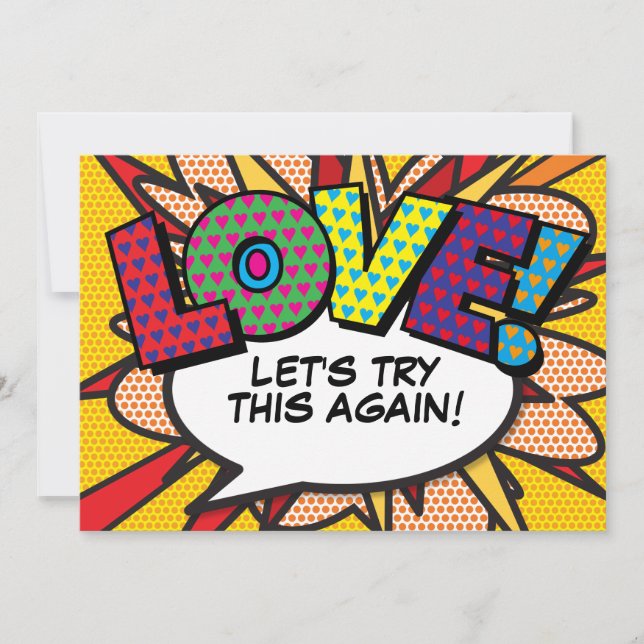 Modern Change the Date Comic Book Fun Invitation (Front)