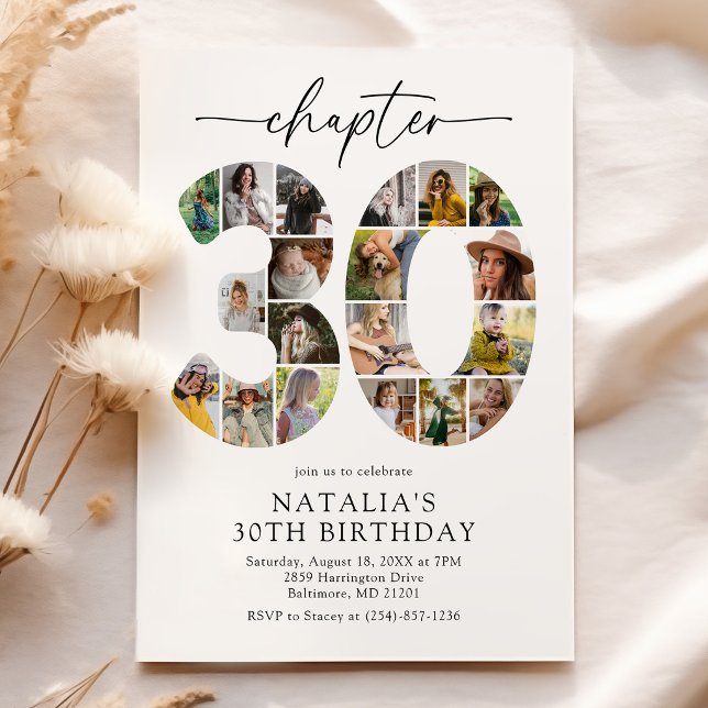 Modern Chapter 30 Photo 30th Birthday Invitation (Creator Uploaded)