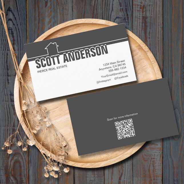 Modern Charcoal and White Business Card (Creator Uploaded)