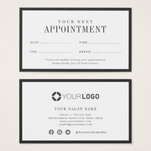 Modern charcoal black border appointment card