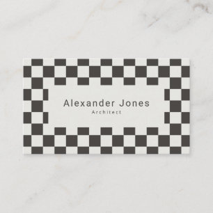 Modern Charcoal & Cream Chequered Pattern Business Card