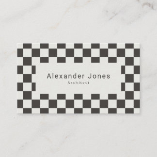 Modern Charcoal & Cream Chequered Pattern Business Card
